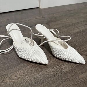 Chic White Women's Heels with Strappy Design
